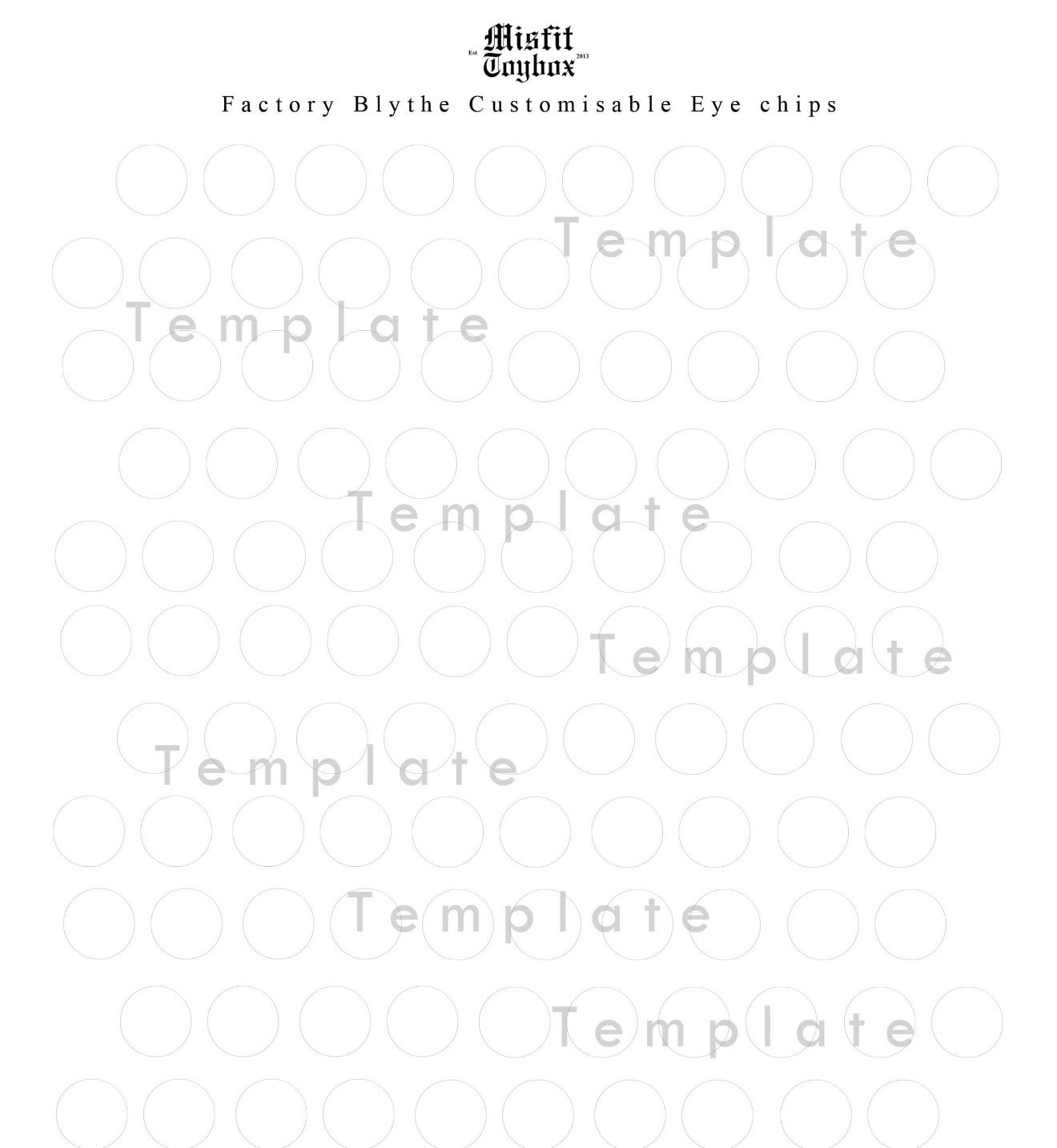 DIGITAL DOWNLOAD Printable Blythe Doll eye chip template, Blythe doll eye chips, custom Blythe doll eye template